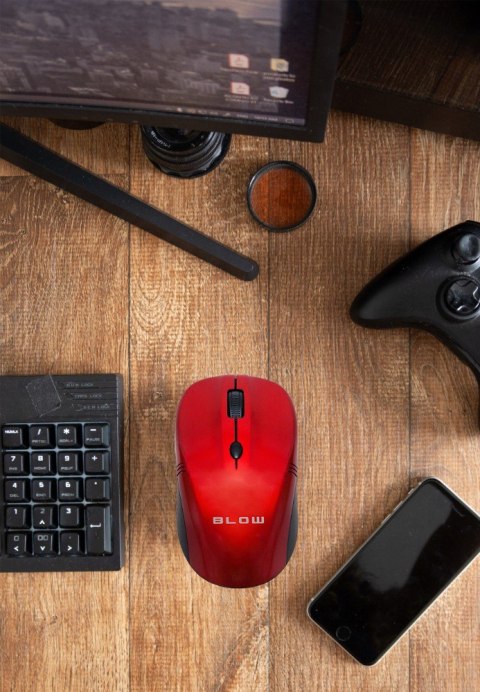 Bezprzewodowa Mysz Optyczna Blow Mb-10 Usb 2.4 Ghz - Czerwona, 1600 Dpi