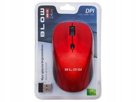 Bezprzewodowa Mysz Optyczna Blow Mb-10 Usb 2.4 Ghz - Czerwona, 1600 Dpi
