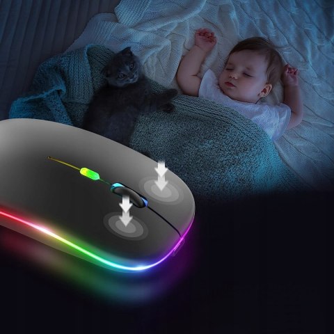 Cicha Bezprzewodowa Mysz Gamingowa Z Bluetooth I Rgb - Ergonomiczna