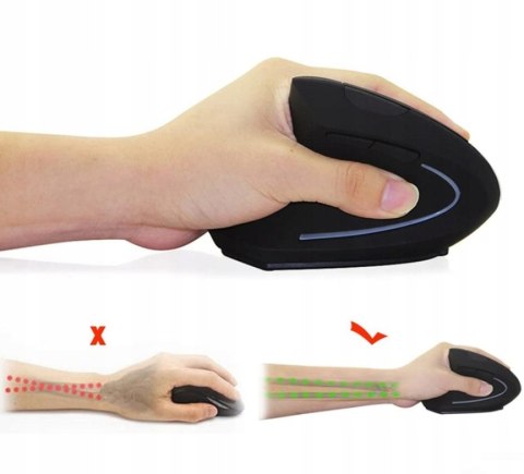 Mysz Ergonomiczna Pionowa Wertykalna Bezprzewodowa Mocna Czarna