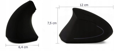 Mysz Ergonomiczna Pionowa Wertykalna Bezprzewodowa Mocna Czarna