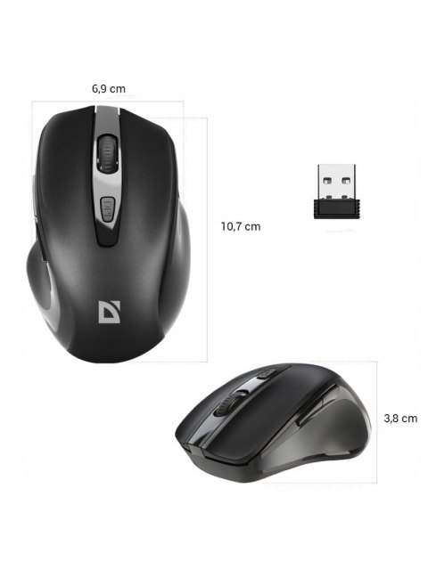 Myszka Bezprzewodowa Cichy Klik Sensor Pixart 3065 Mocna Czarna