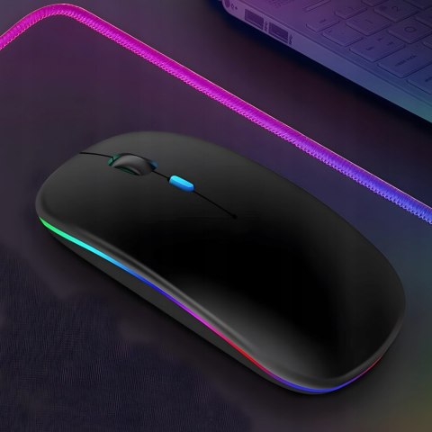 Myszka Bezprzewodowa Do Laptopa Komputera Podświetlana Rgb Cicha Akumulator
