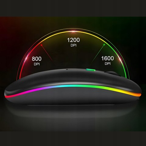 Myszka Bezprzewodowa Do Laptopa Komputera Podświetlana Rgb Cicha Akumulator