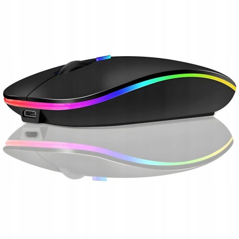 Myszka Bezprzewodowa Do Laptopa Komputera Podświetlana Rgb Cicha Akumulator
