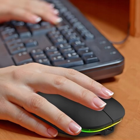 Myszka Bezprzewodowa Do Laptopa Komputera Podświetlana Rgb Cicha Akumulator