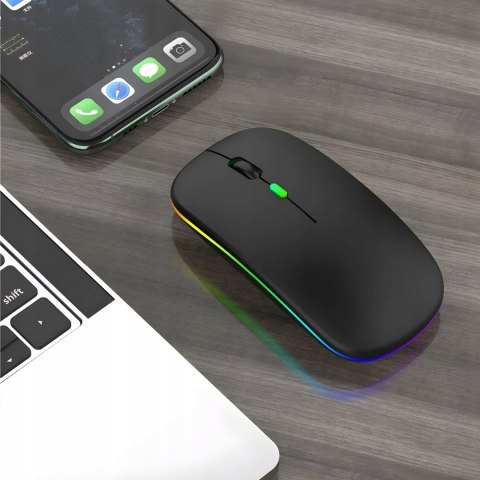 Myszka Bezprzewodowa Do Laptopa Komputera Podświetlana Rgb Cicha Akumulator