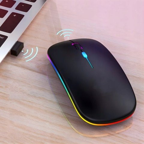 Myszka Bezprzewodowa Do Laptopa Komputera Podświetlana Rgb Cicha Akumulator