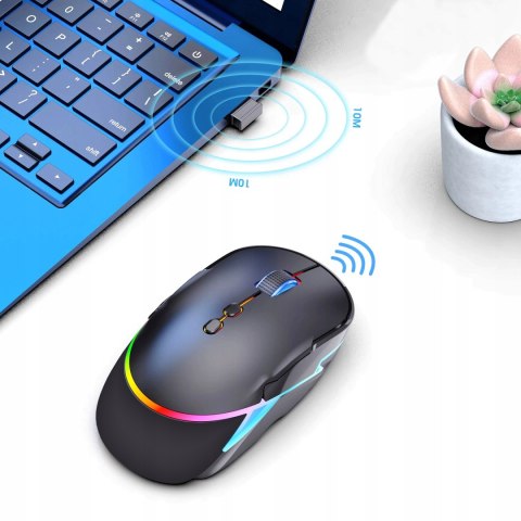 Myszka Bezprzewodowa Gamingowa Komputerowa Podświetlana Cicha Ergonomiczna