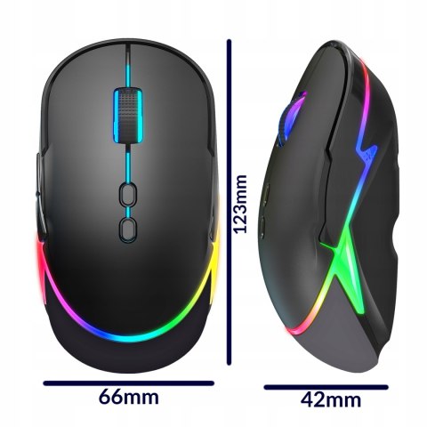 Myszka Bezprzewodowa Gamingowa Komputerowa Podświetlana Cicha Ergonomiczna