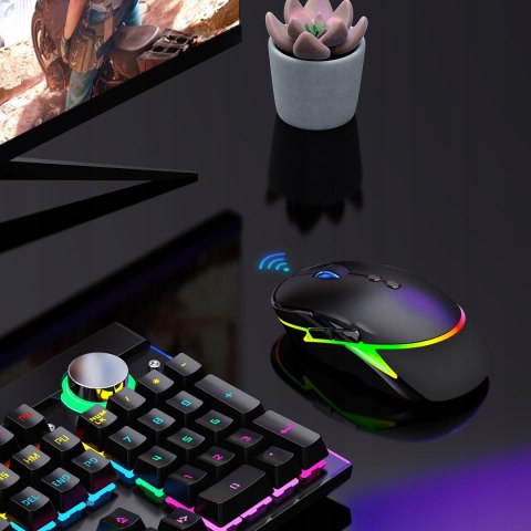 Myszka Bezprzewodowa Gamingowa Komputerowa Podświetlana Cicha Ergonomiczna