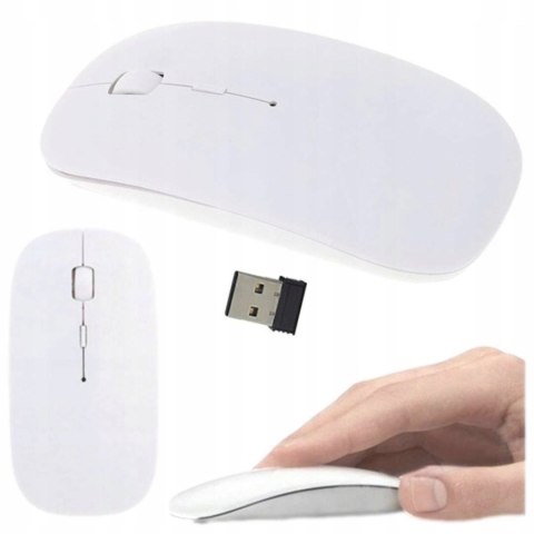 Myszka Bezprzewodowa Slim Mysz Usb Optyczna Wifi Biała Mocna