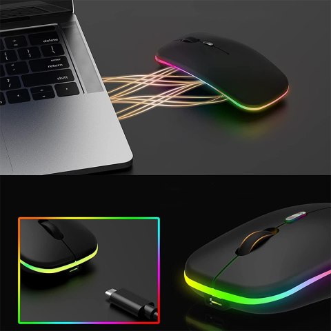Stazer Myszka Bezprzewodowa Do Laptopa Komputera Podświetlana Rgb 2.4 Ghz