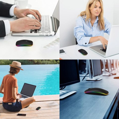 Stazer Myszka Bezprzewodowa Do Laptopa Komputera Podświetlana Rgb 2.4 Ghz