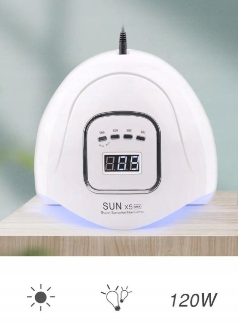 Lampa Uv Led Do Paznokci 80W Hybrydy Żele Dual Mocna Sun Biała