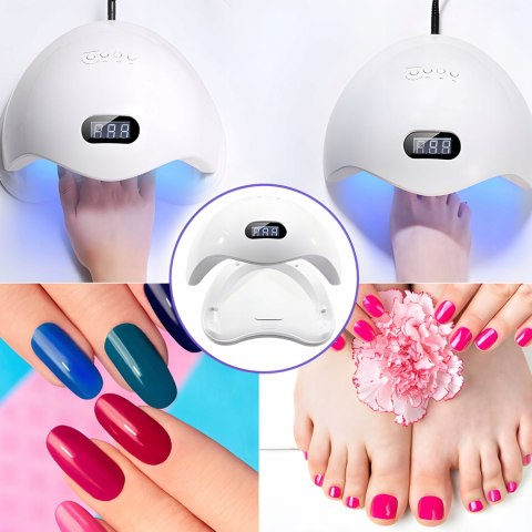 Lampa Uv Led Do Paznokci Mocna 48W Hybrydy Żele Dual Suszarka Pedicure