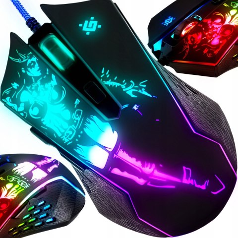 Mocna Myszka Gamingowa Mysz Dla Graczy Optyczna Przewodowa Led Rgb 3200 Dpi