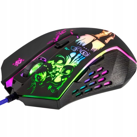 Mocna Myszka Gamingowa Mysz Dla Graczy Optyczna Przewodowa Led Rgb 3200 Dpi