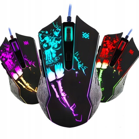 Mocna Myszka Gamingowa Mysz Dla Graczy Optyczna Przewodowa Led Rgb 3200 Dpi