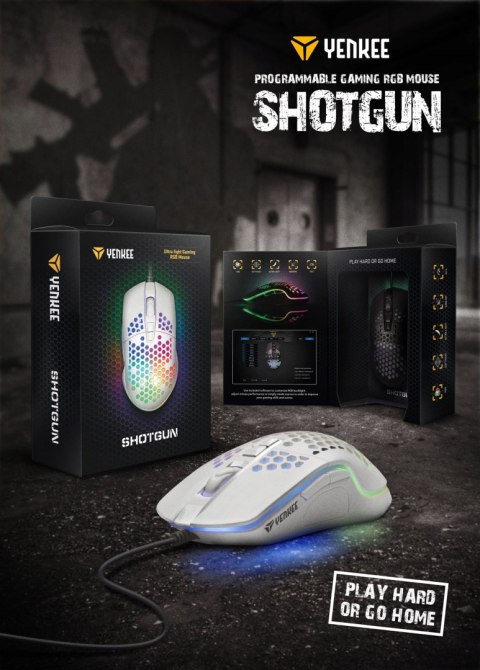 Mysz Gaming-Owa Ultra Lekka Shotgun 6400Dpi Podświetlana Rgb 75G Biała