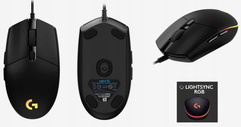 Mysz Logitech G102 Lightsync - Black Czarna Mocna Usb Myszka