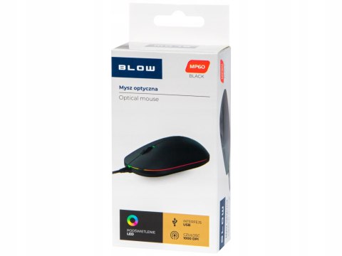 Mysz Myszka Gamingowa Przewodowa Optyczna Led Rgb 1000 Dpi Usb