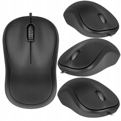 Mysz Myszka Komputerowa Biurowa Usb Do Laptopa Pc Mocna Czarna