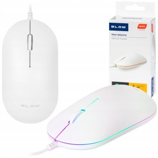 Mysz Optyczna Blow Myszka Komputerowa Usb Led Mocna Biała Myszka
