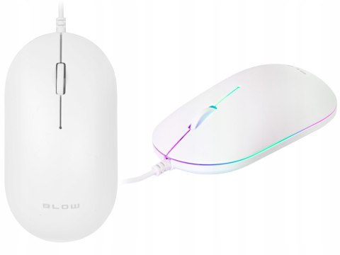 Mysz Optyczna Blow Myszka Komputerowa Usb Led Mocna Biała Myszka