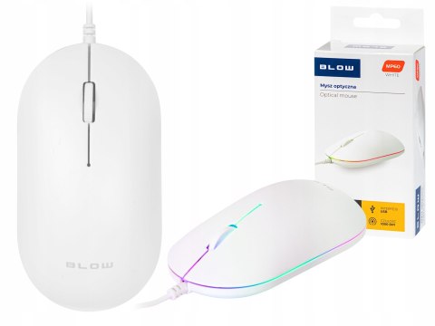 Mysz Optyczna Blow Myszka Komputerowa Usb Led Mocna Biała Myszka