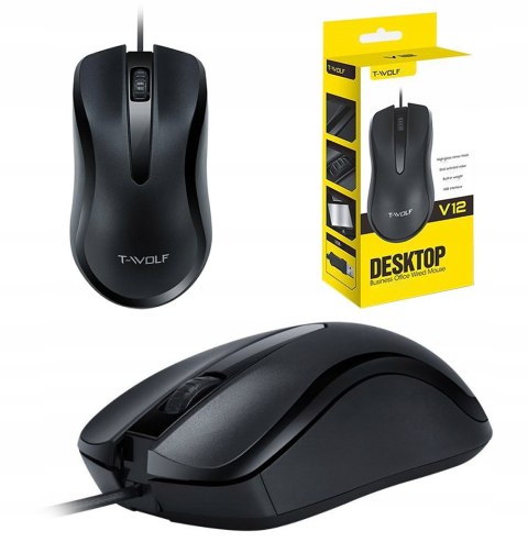 Mysz Optyczna Myszka Komputerowa T-Wolf V12 Usb Czarna Mocna