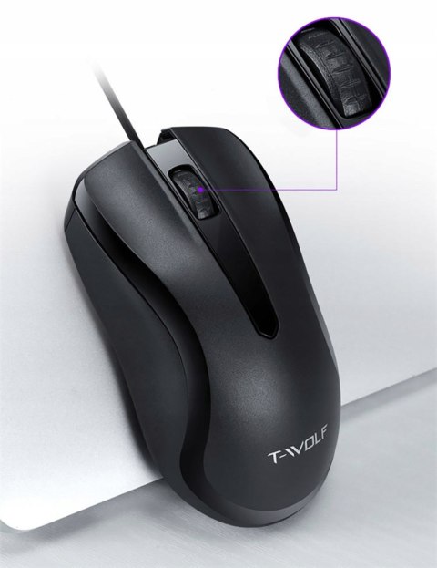 Mysz Optyczna Myszka Komputerowa T-Wolf V12 Usb Czarna Mocna