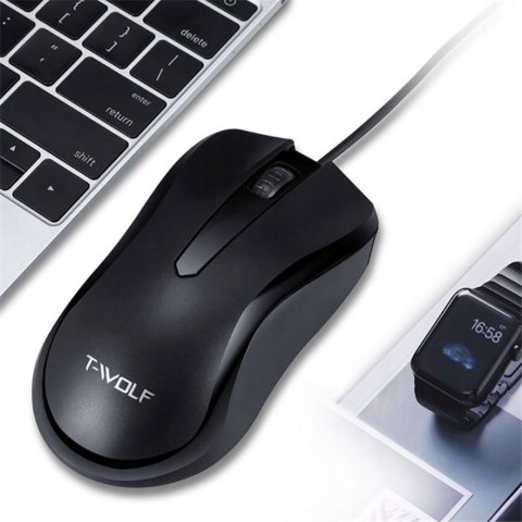Mysz Optyczna Myszka Komputerowa T-Wolf V12 Usb Czarna Mocna