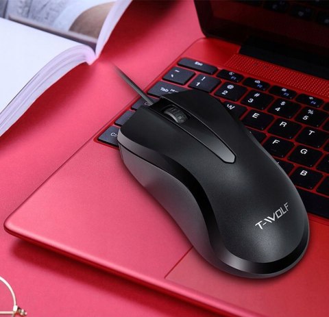 Mysz Optyczna Myszka Komputerowa T-Wolf V12 Usb Czarna Mocna