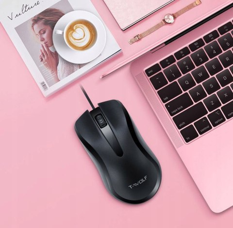 Mysz Optyczna Myszka Komputerowa T-Wolf V12 Usb Czarna Mocna