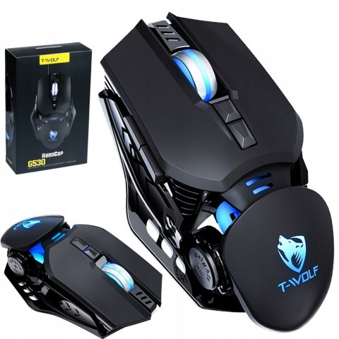 Myszka Gamingowa Mysz Dla Graczy Led Rgb 6400Dpi Czarna Mocna