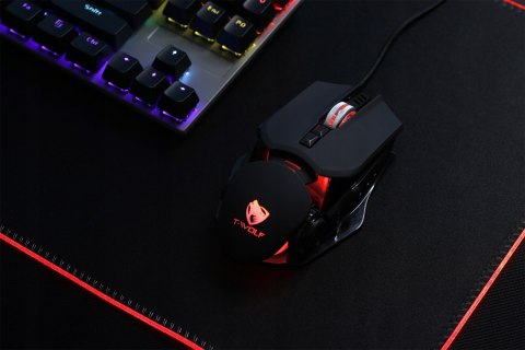 Myszka Gamingowa Mysz Dla Graczy Led Rgb 6400Dpi Czarna Mocna