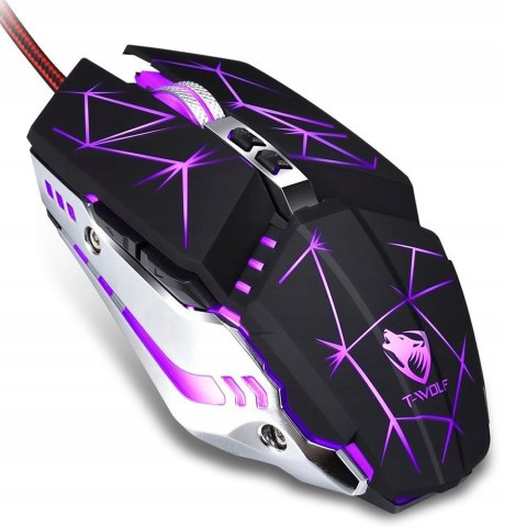 Myszka Gamingowa Mysz Dla Graczy T-Wolf V7 Led Mocna Led Czarna