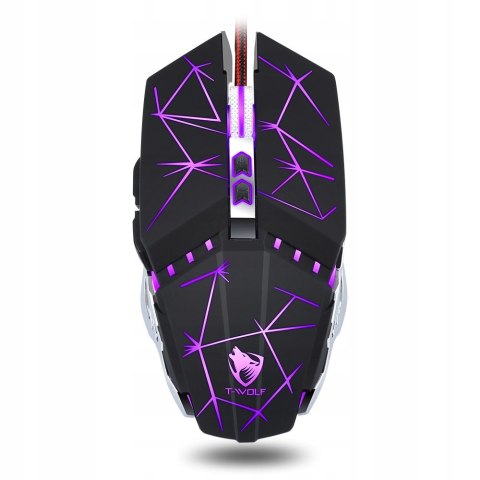 Myszka Gamingowa Mysz Dla Graczy T-Wolf V7 Led Mocna Led Czarna