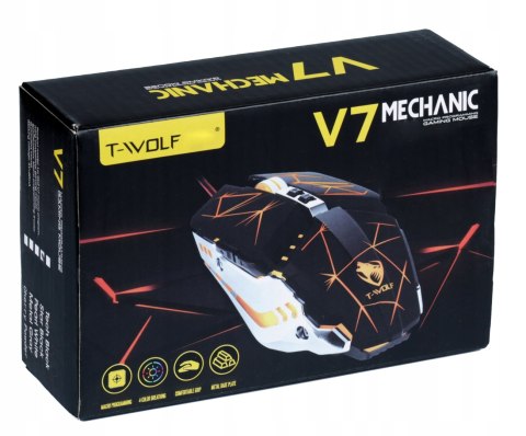 Myszka Gamingowa Mysz Dla Graczy T-Wolf V7 Led Mocna Led Czarna
