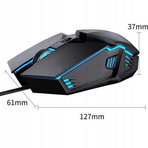 Myszka Gamingowa Przewodowa Mysz Dla Graczy Podświetlana Led Rgb V7 Do Gier