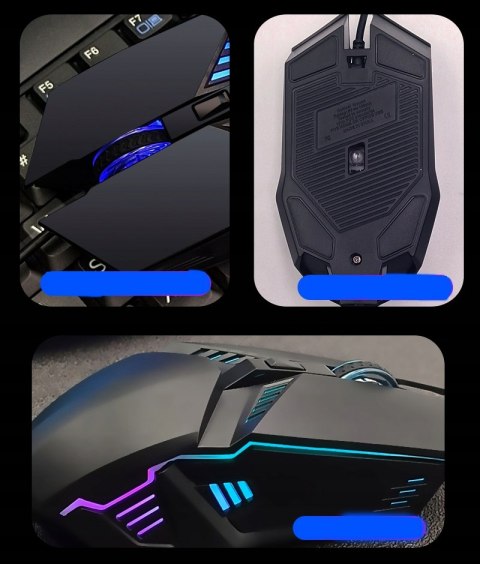 Myszka Gamingowa Przewodowa Mysz Dla Graczy Podświetlana Led Rgb V7 Do Gier