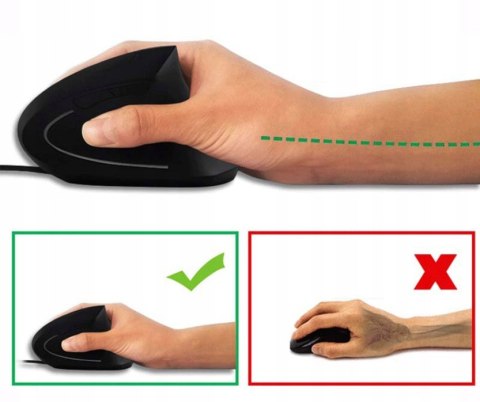 Myszka Pionowa Wertykalna Mysz Ergonomiczna Przewodowa Usb Cicha Zenwire