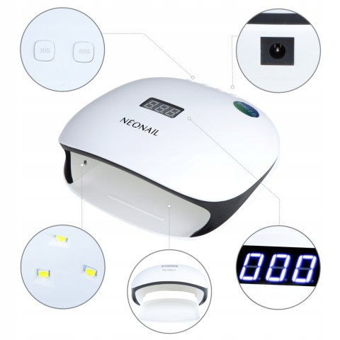 Neonail Lampa Do Paznokci Led Uv 36W/48 Lcd Display Mocna Biała