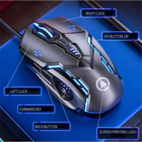 Różowa Mysz Komputerowa Gamingowa Podświetlana Led Mocna Różowa