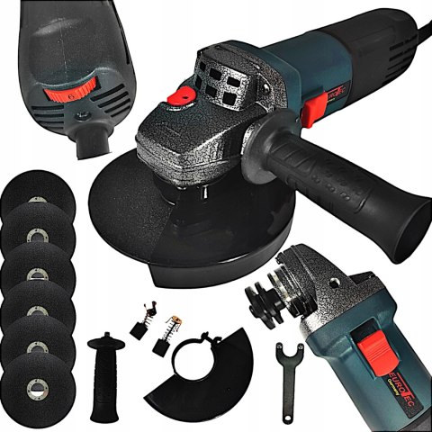 Eurotec Szlifierka Kątowa 125Mm 1750W Regulacja Obrotów 6 Tarczami