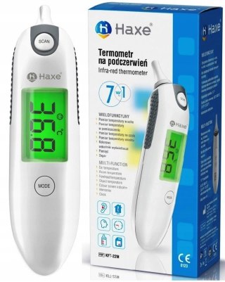Haxe Termometr Bezdotykowy Do Czoła Ucha 7W1 Mocny Cyfrowy Biały