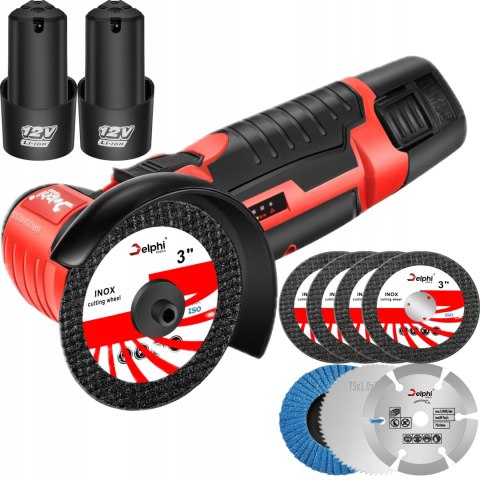 Mini Szlifierka Kątowa Bezszczotkowa 12V Z 7 Tarcza, 2 Aku 1500Mah