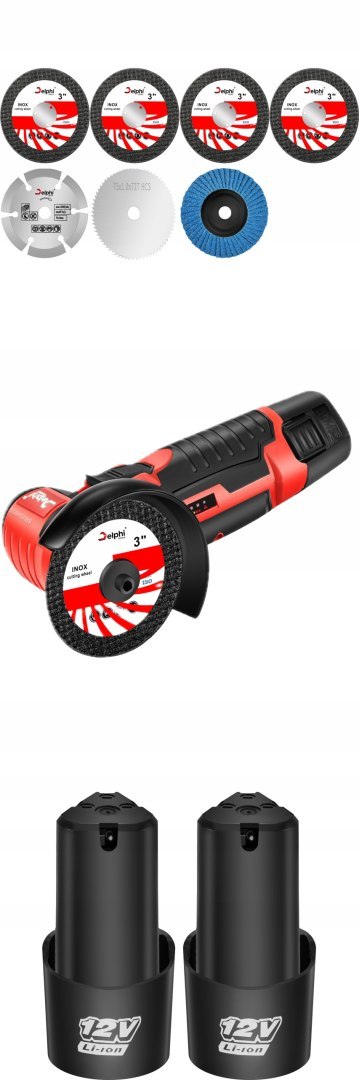Mini Szlifierka Kątowa Bezszczotkowa 12V Z 7 Tarcza, 2 Aku 1500Mah