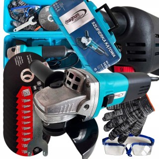 Szlifierka Kątowa Magnum 1650W 125Mm Z Regulacją I Walizką - Zestaw 10 Tarczy